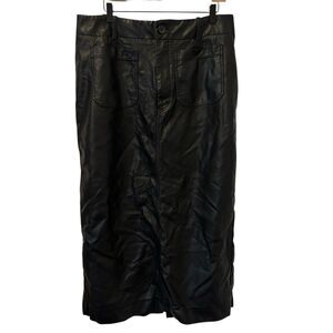 Maeve By Anthropologie Size XL The Colette Faux Leather Maxi Skirt Black Goth